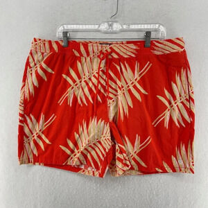 Brixton Short Men's Sz XL Red Hawaiian Pull-on Swim Trunks Drawstring Stretch